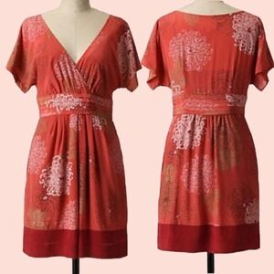 Anthropologie Moulinette Soeurs Boho Harvest Sunset Silk Mini Dress Size 6